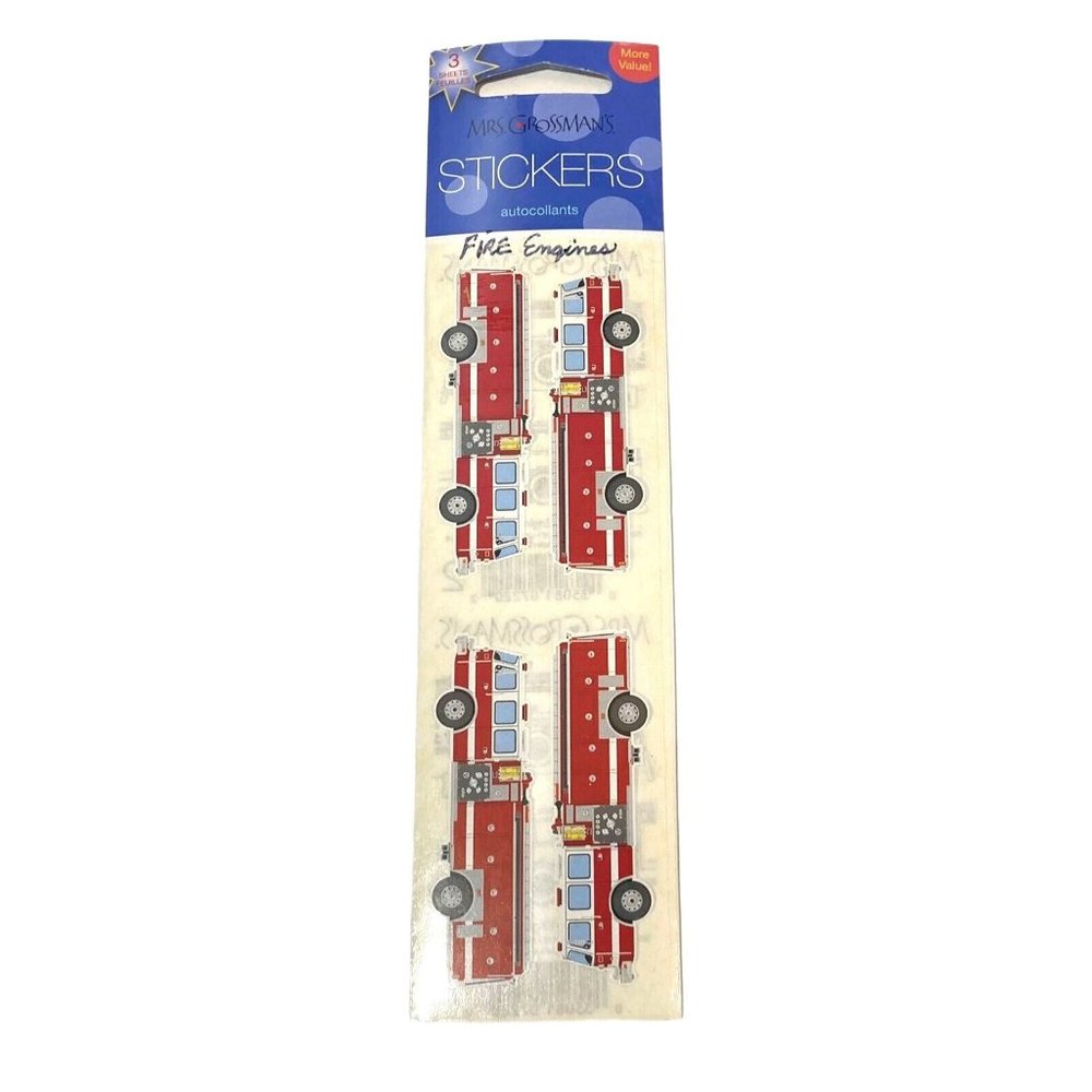Mrs Grossman Vintage Stickers Red Fire Engine Truck Sticker Sheets Old Stock Y2K